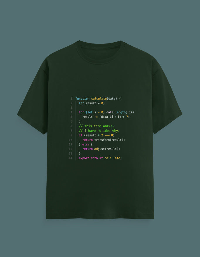 This Code Works syntax highlighting code snippet t-shirt by Helm & Hack