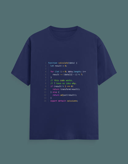 This Code Works syntax highlighting code snippet t-shirt by Helm & Hack